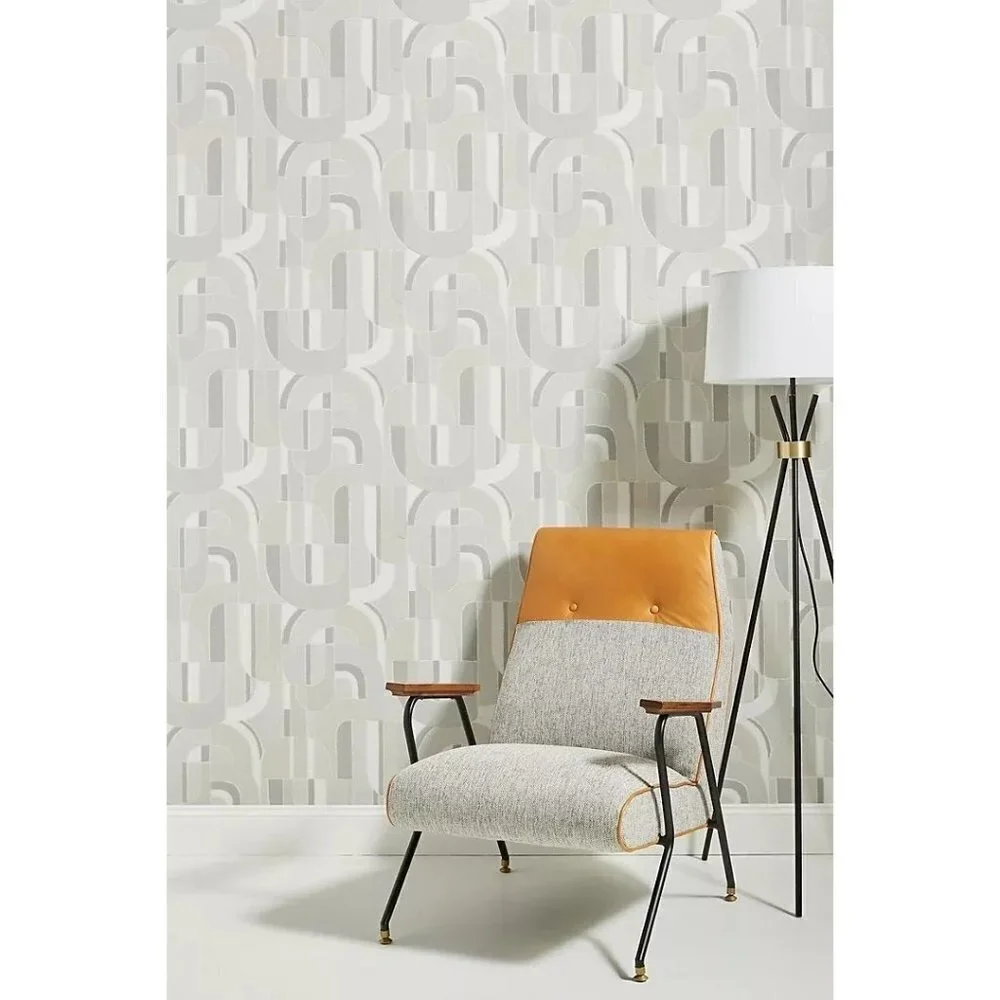 Anthropologie Sculpture Garden York Wallpaper Geometric Gray HC7597